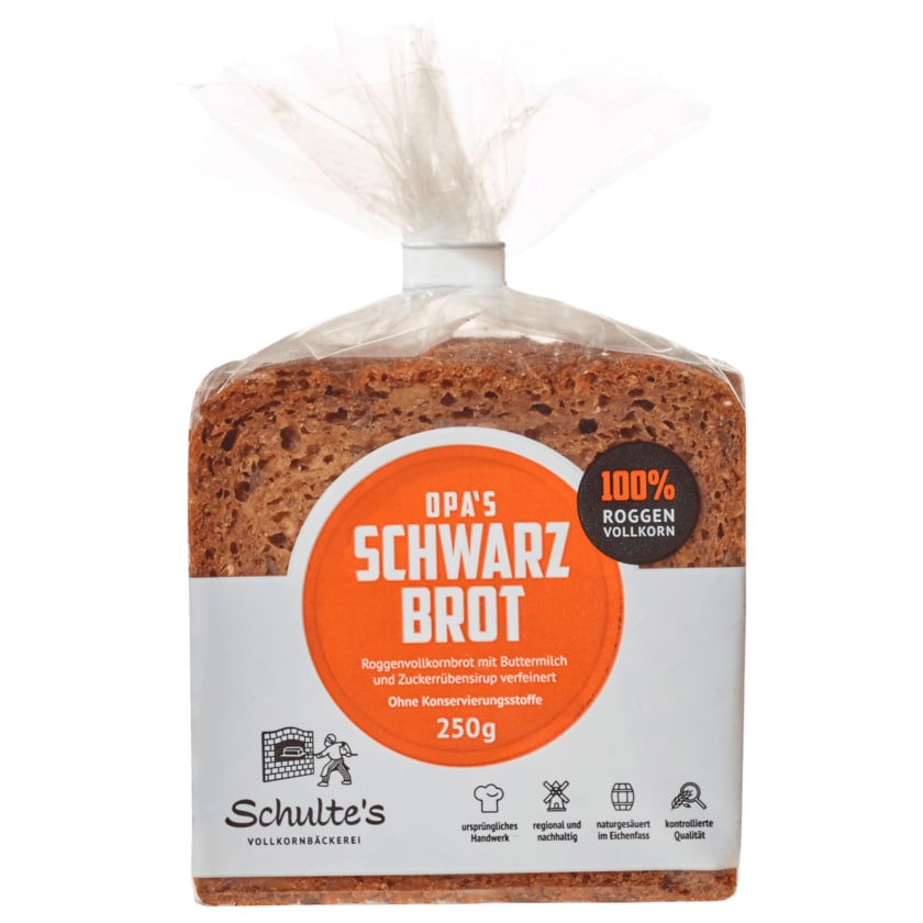 Schulte's Vollkornbäckerrei Opas Schwarzbrot 250g
